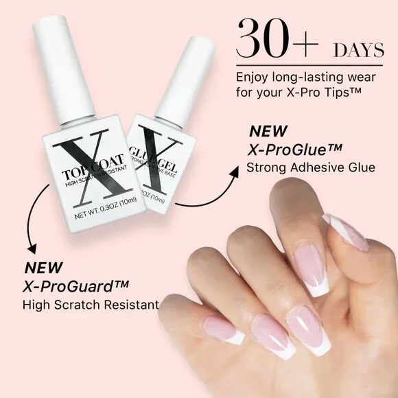 Cosmetics French Tip Press On Nails Pink Series, Small Coffin X-Pro Tips Starter - Picture 4 of 9